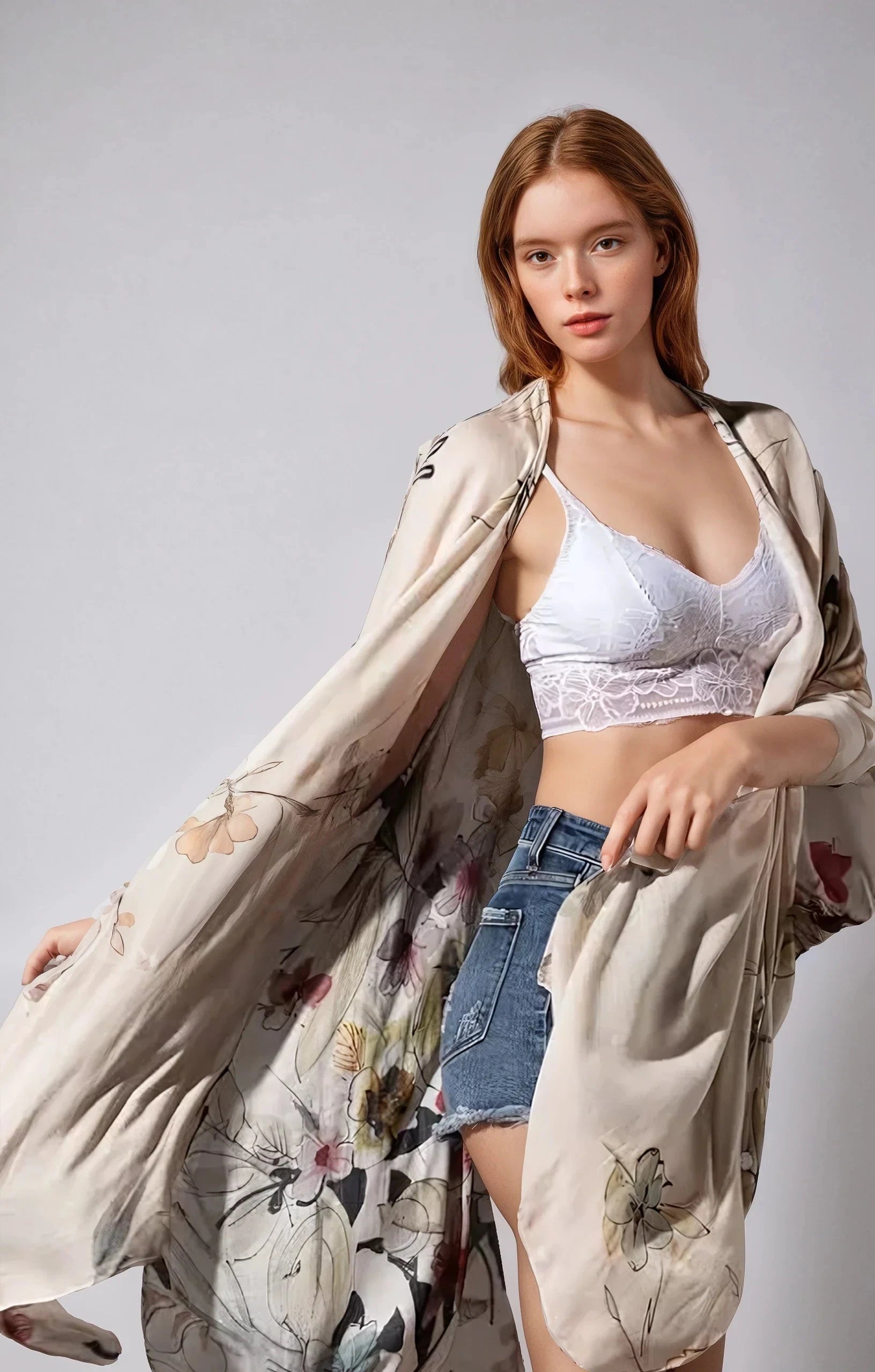 Fleur Serenity Floral Kimono For Gentle Everyday Wear Fitkitty Culture Athleisure Wear, Yoga Wear & Women's Clothing