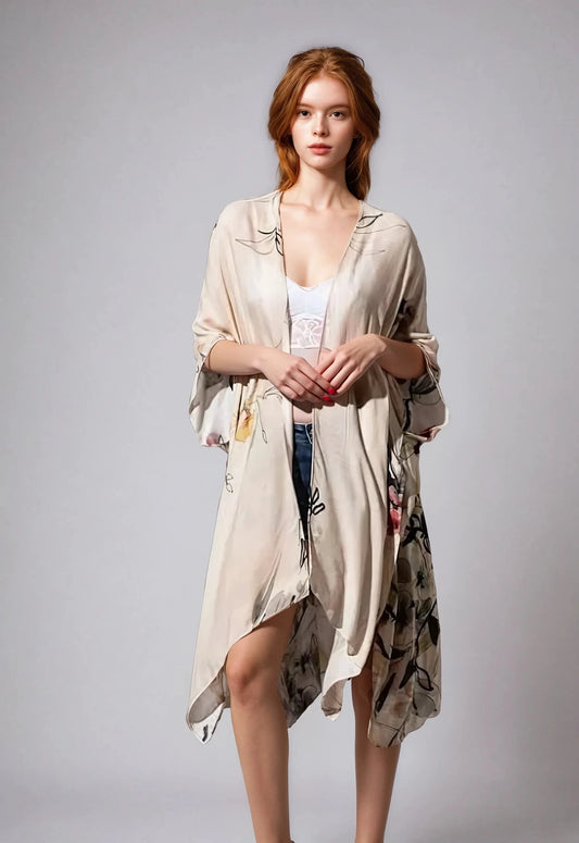 Fleur Serenity Floral Kimono For Gentle Everyday Wear Fitkitty Culture Athleisure Wear, Yoga Wear & Women's Clothing