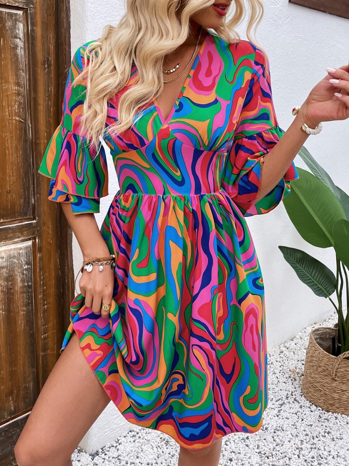 Flirty Mini Dress With Ruffles For Playful Elegance 