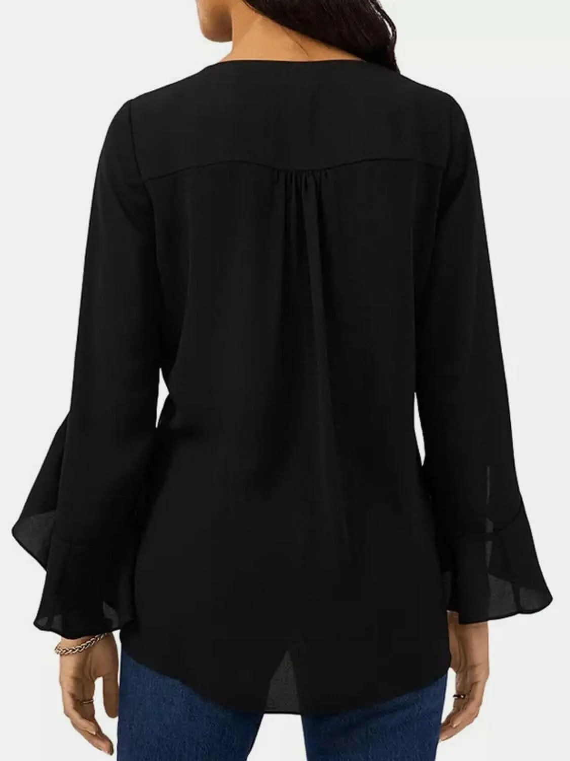 Flirty sheer blouse with flounce sleeves - Love Salve 