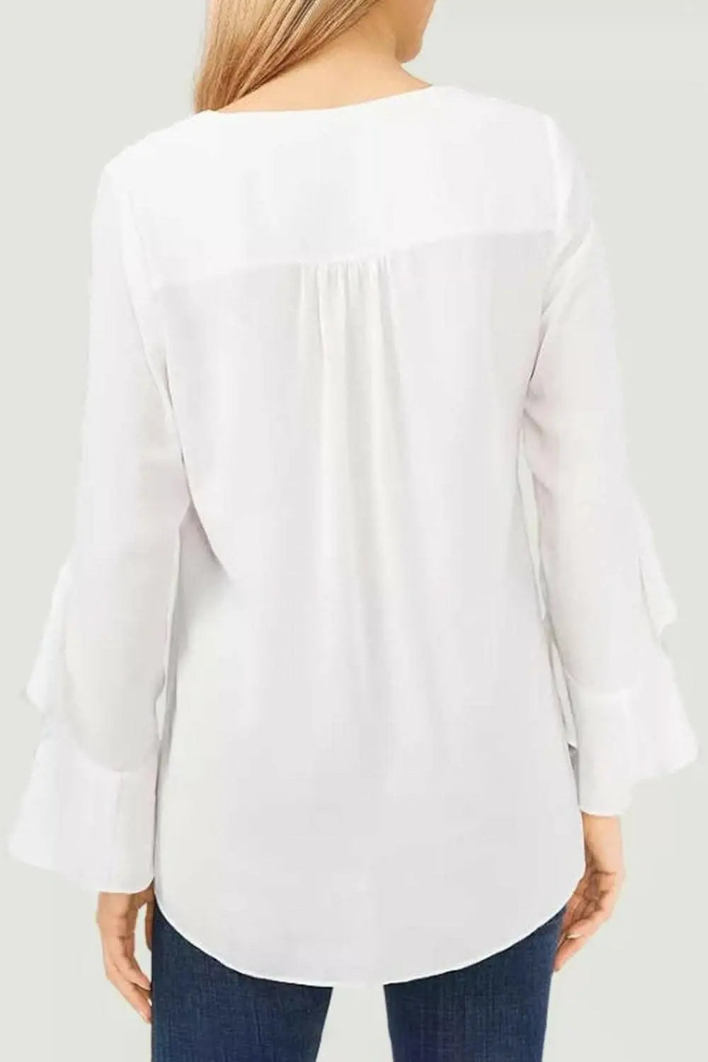 Flirty sheer blouse with flounce sleeves - Love Salve 