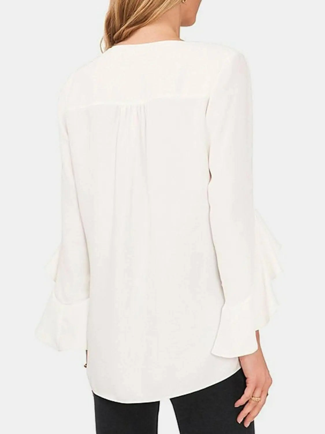 Flirty sheer blouse with flounce sleeves - Love Salve 