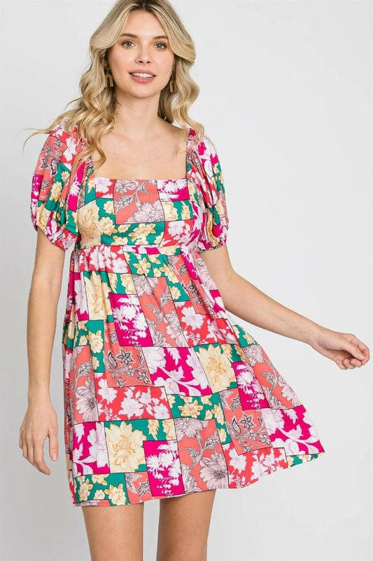 Floral Charm Ruffle Sleeve Mini Dress - Love Salve 
