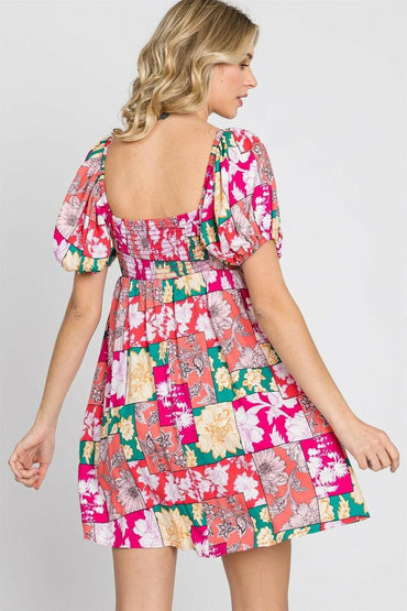 Floral Charm Ruffle Sleeve Mini Dress 
