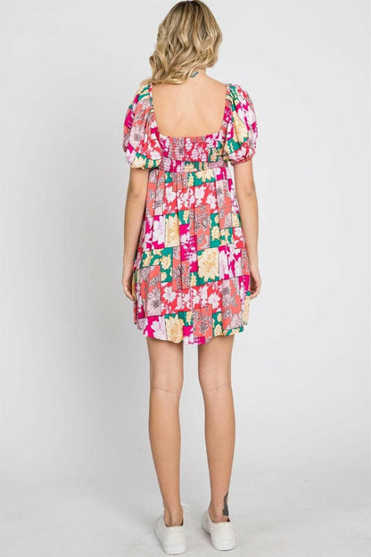 Floral Charm Ruffle Sleeve Mini Dress 