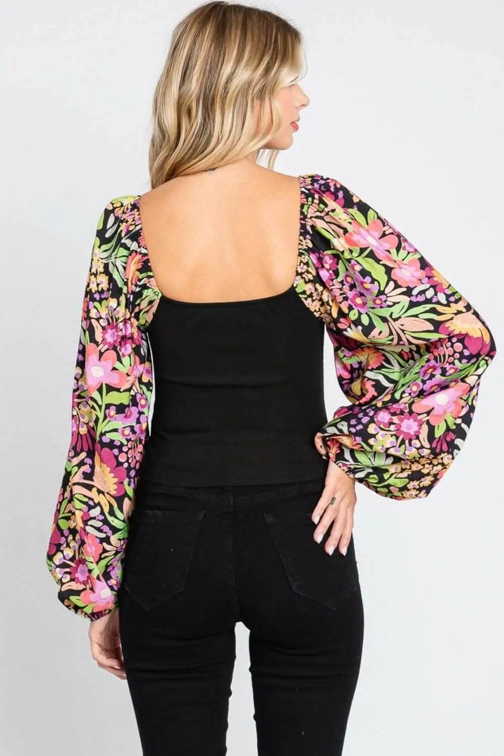 Floral Elegance Statement Blouse with Balloon Sleeves - Love Salve 