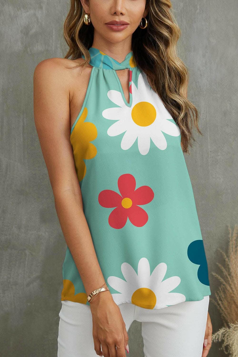 Floral Grecian neck tank top - Love Salve 