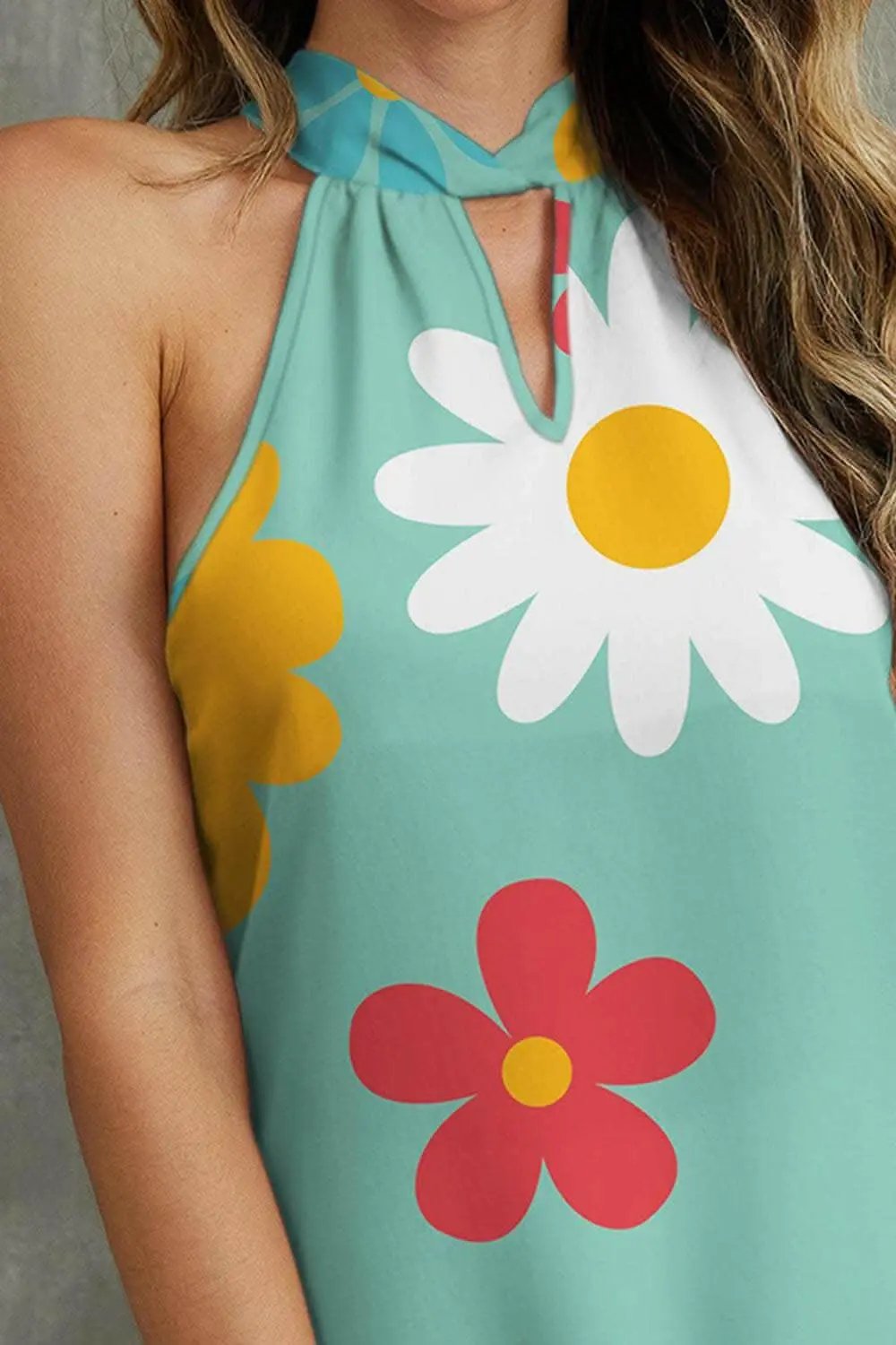 Floral Grecian neck tank top - Love Salve 
