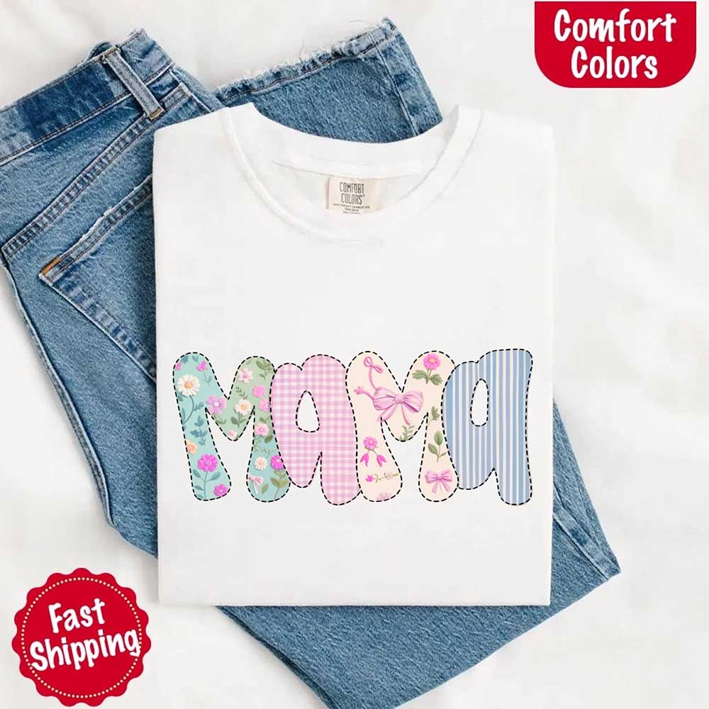 Floral Mama Comfort Colors Tee – Spring Mom Shirt or Mother’s Day Gift Adorb Custom Tees