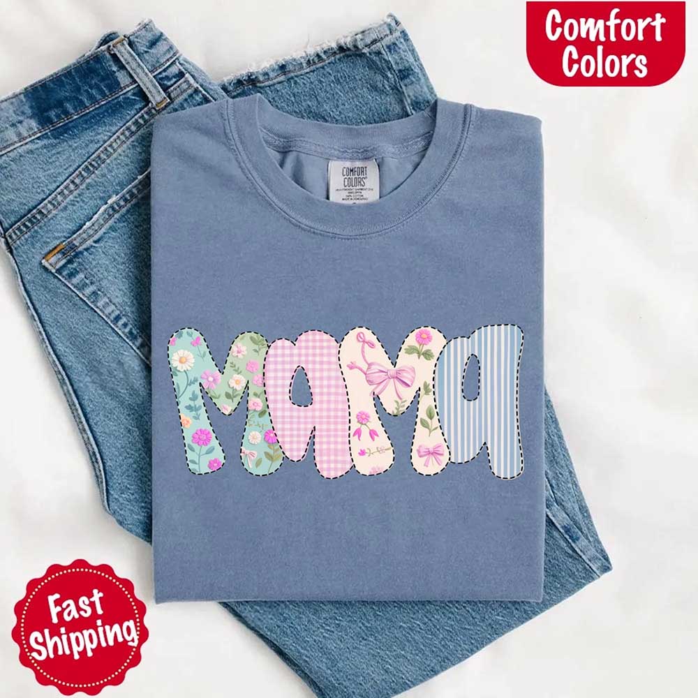 Floral Mama Comfort Colors Tee – Spring Mom Shirt or Mother’s Day Gift Adorb Custom Tees