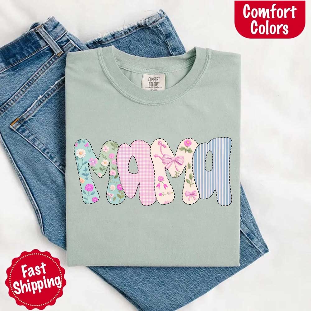 Floral Mama Comfort Colors Tee – Spring Mom Shirt or Mother’s Day Gift Adorb Custom Tees