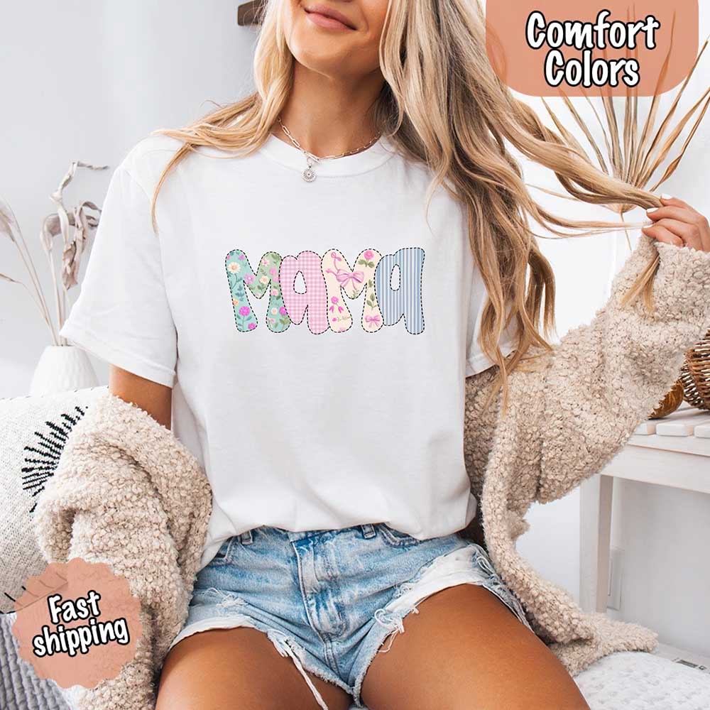 Floral Mama Comfort Colors Tee – Spring Mom Shirt or Mother’s Day Gift Adorb Custom Tees