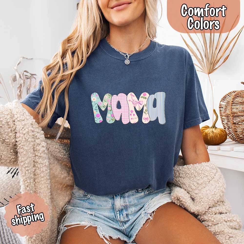 Floral Mama Comfort Colors Tee – Spring Mom Shirt or Mother’s Day Gift Adorb Custom Tees