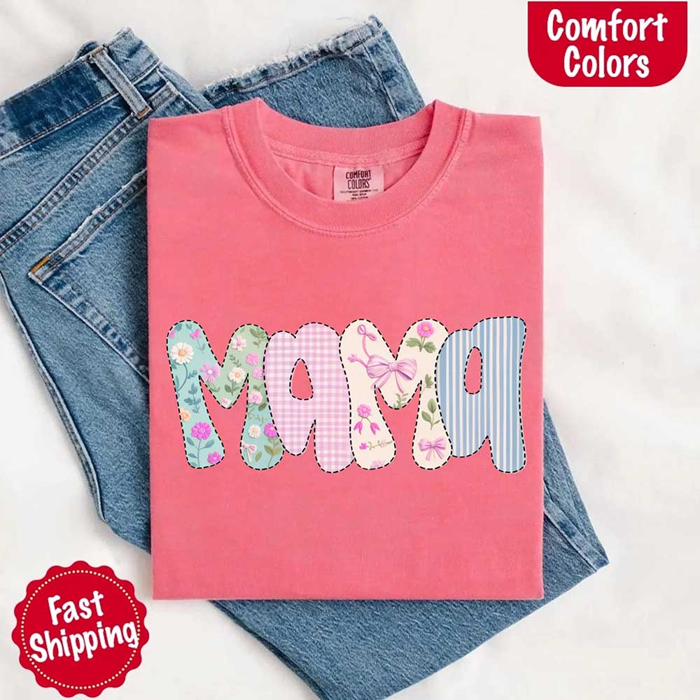 Floral Mama Comfort Colors Tee – Spring Mom Shirt or Mother’s Day Gift Adorb Custom Tees