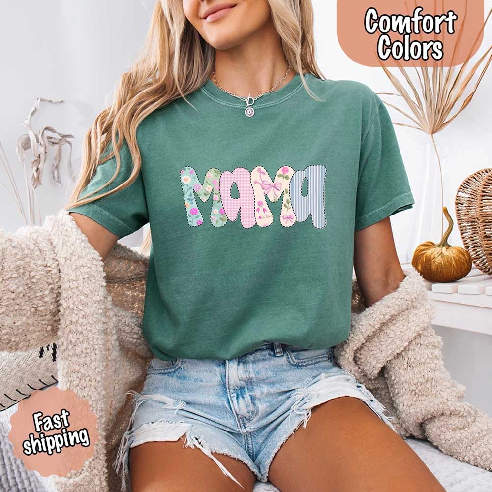 Floral Mama Comfort Colors Tee – Spring Mom Shirt or Mother’s Day Gift Adorb Custom Tees