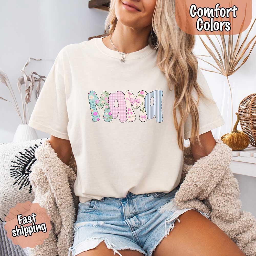 Floral Mama Comfort Colors Tee – Spring Mom Shirt or Mother’s Day Gift Adorb Custom Tees