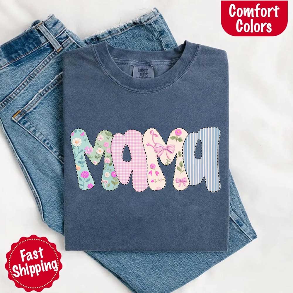 Floral Mama Comfort Colors Tee – Spring Mom Shirt or Mother’s Day Gift Adorb Custom Tees