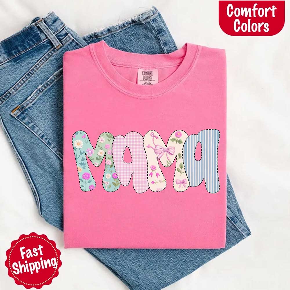 Floral Mama Comfort Colors Tee – Spring Mom Shirt or Mother’s Day Gift Adorb Custom Tees