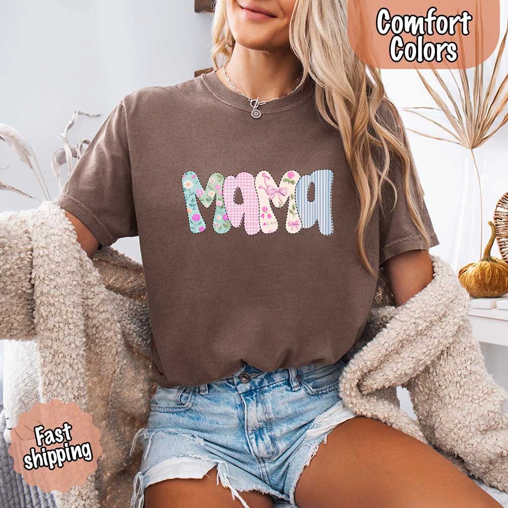 Floral Mama Comfort Colors Tee – Spring Mom Shirt or Mother’s Day Gift Adorb Custom Tees