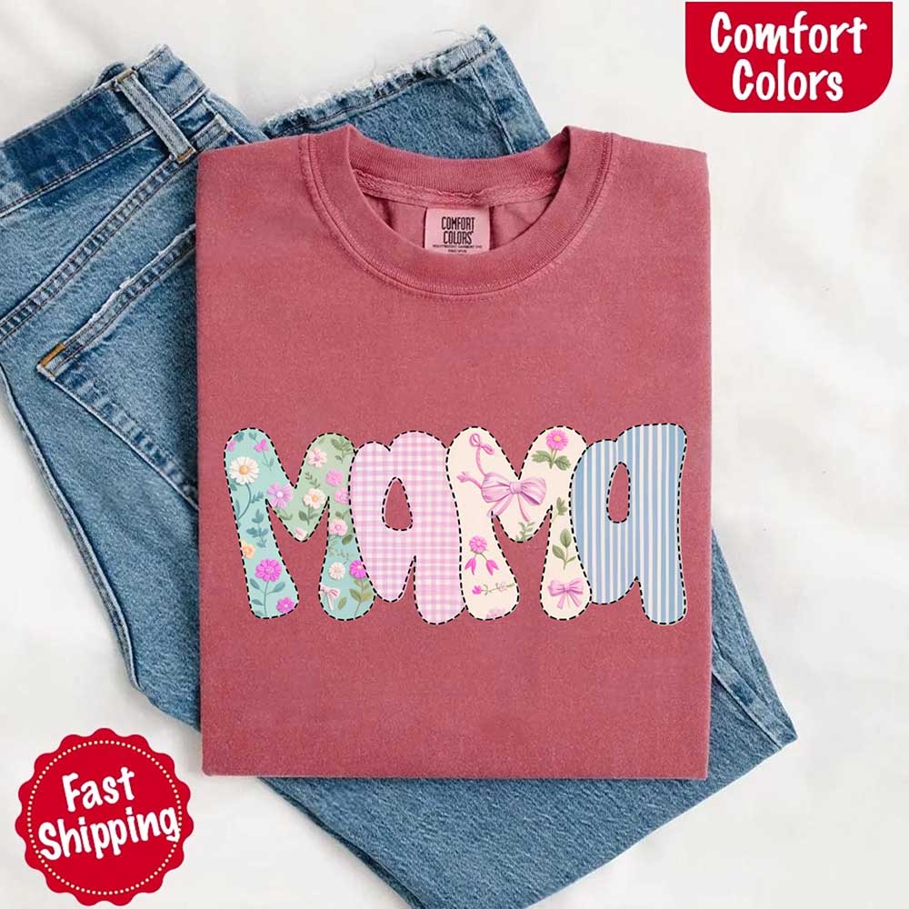 Floral Mama Comfort Colors Tee – Spring Mom Shirt or Mother’s Day Gift Adorb Custom Tees