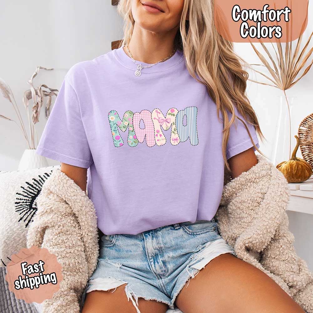 Floral Mama Comfort Colors Tee – Spring Mom Shirt or Mother’s Day Gift Adorb Custom Tees