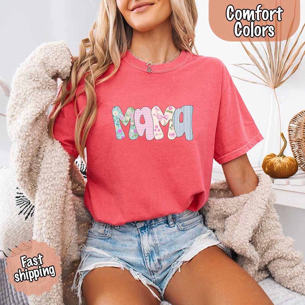 Floral Mama Comfort Colors Tee – Spring Mom Shirt or Mother’s Day Gift Adorb Custom Tees