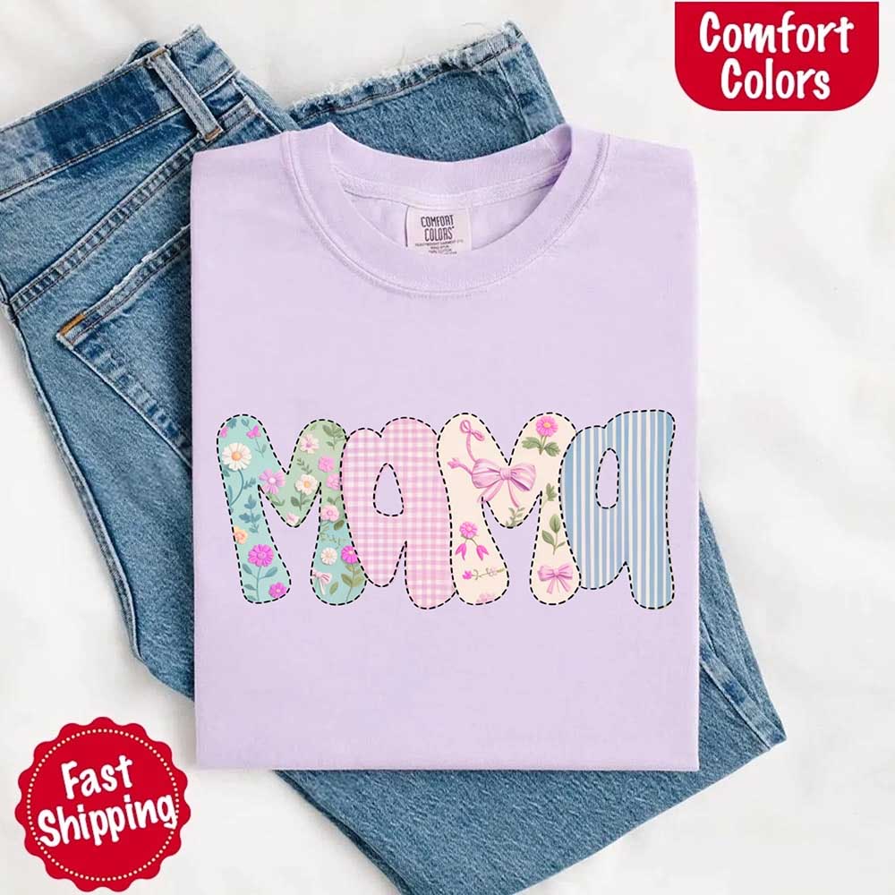 Floral Mama Comfort Colors Tee – Spring Mom Shirt or Mother’s Day Gift Adorb Custom Tees