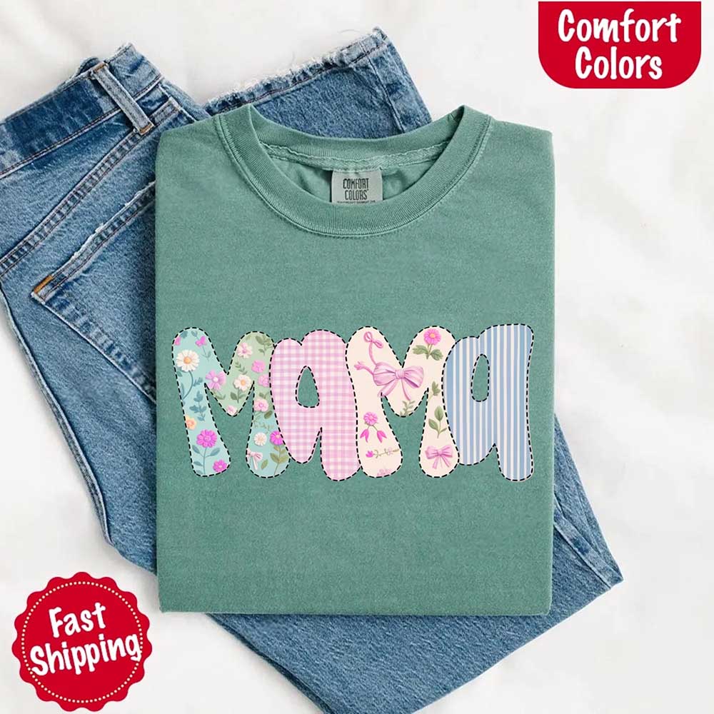 Floral Mama Comfort Colors Tee – Spring Mom Shirt or Mother’s Day Gift Adorb Custom Tees