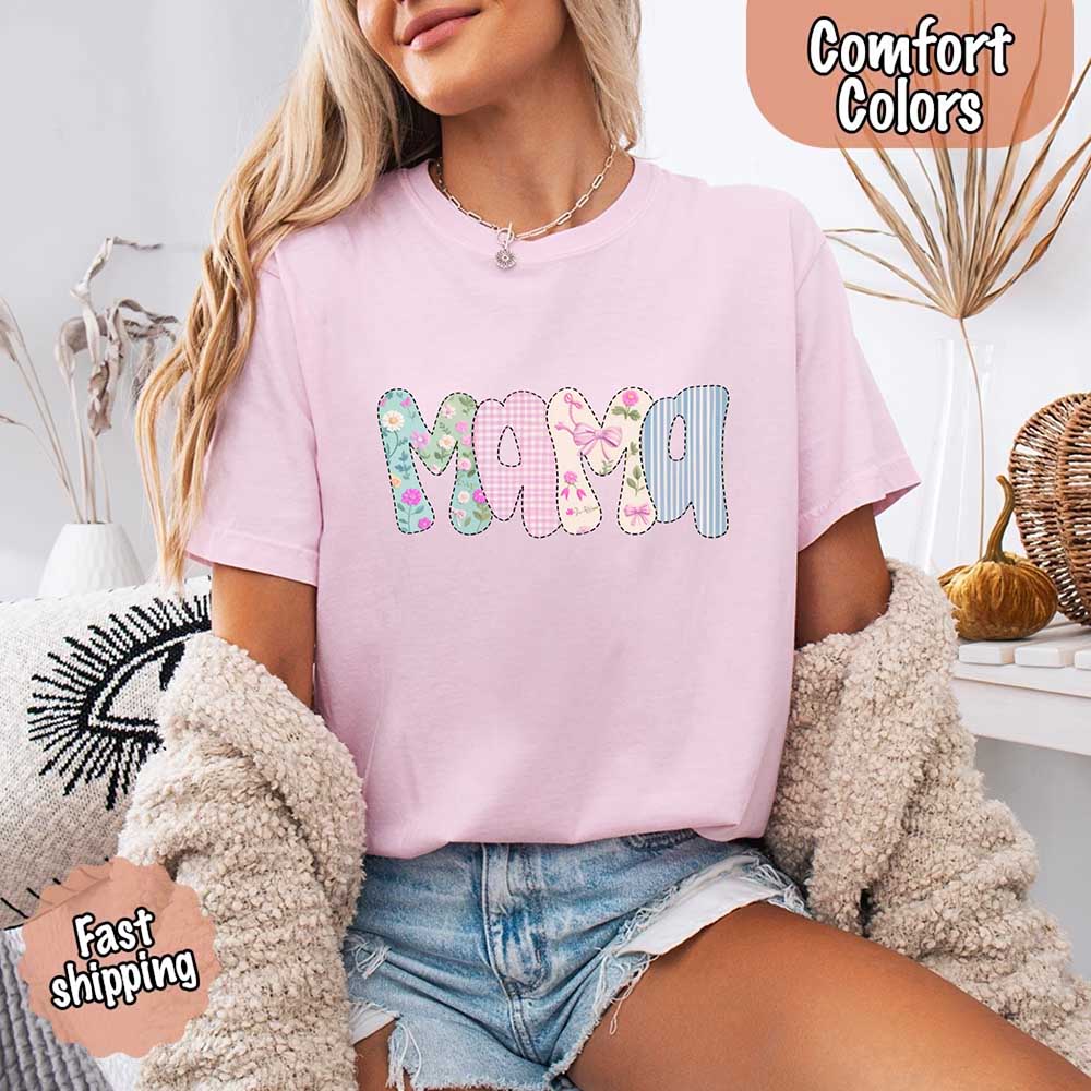 Floral Mama Comfort Colors Tee – Spring Mom Shirt or Mother’s Day Gift Adorb Custom Tees
