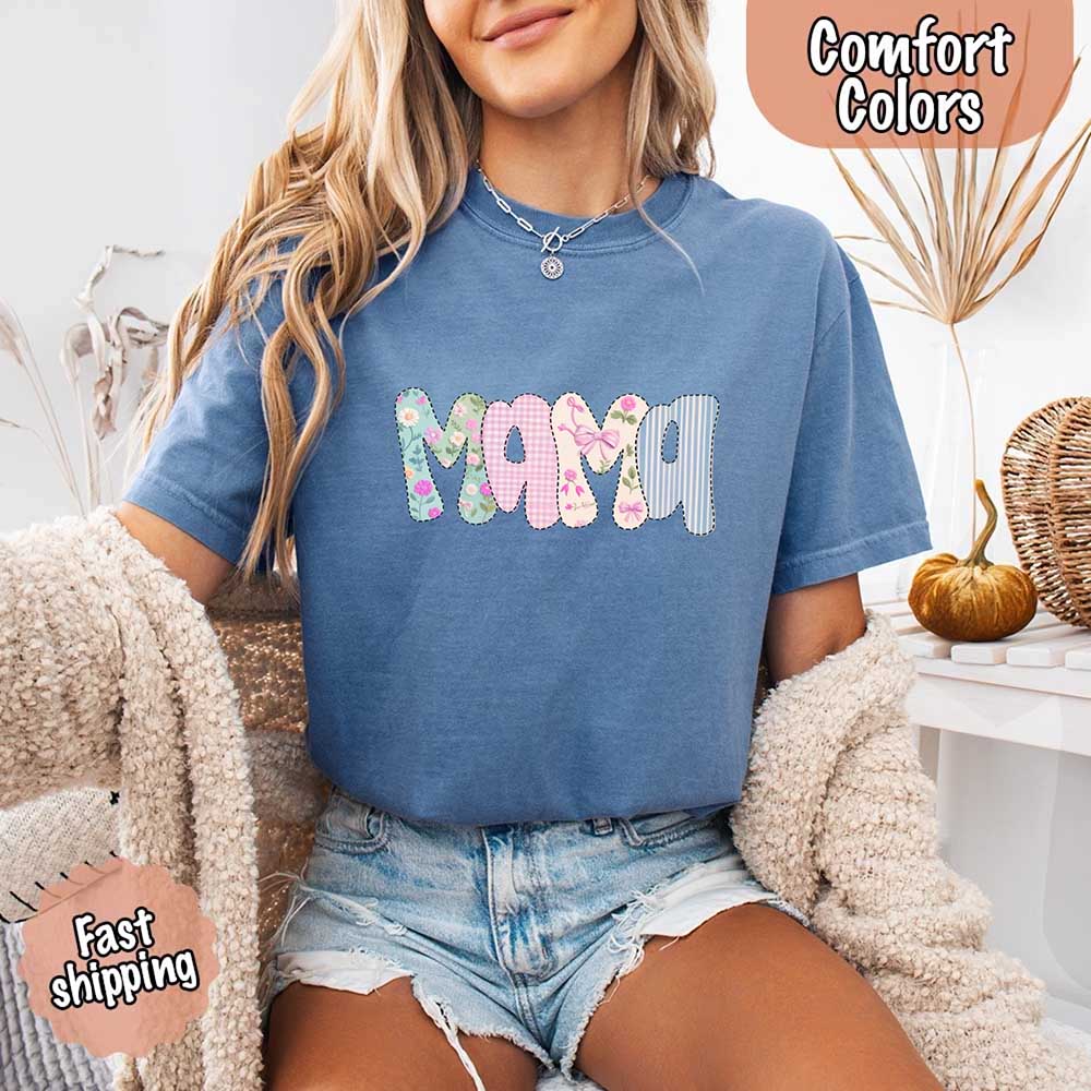 Floral Mama Comfort Colors Tee – Spring Mom Shirt or Mother’s Day Gift Adorb Custom Tees