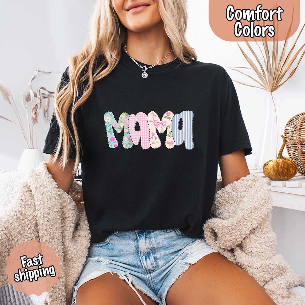 Floral Mama Comfort Colors Tee – Spring Mom Shirt or Mother’s Day Gift Adorb Custom Tees