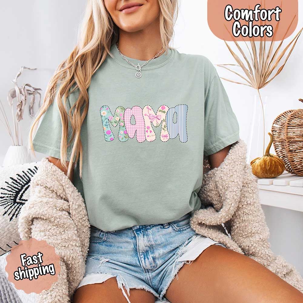 Floral Mama Comfort Colors Tee – Spring Mom Shirt or Mother’s Day Gift Adorb Custom Tees