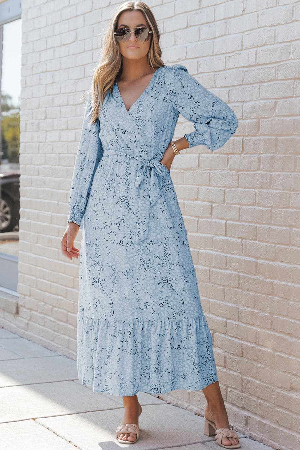 Floral Tie-Front Ruffle Dress 