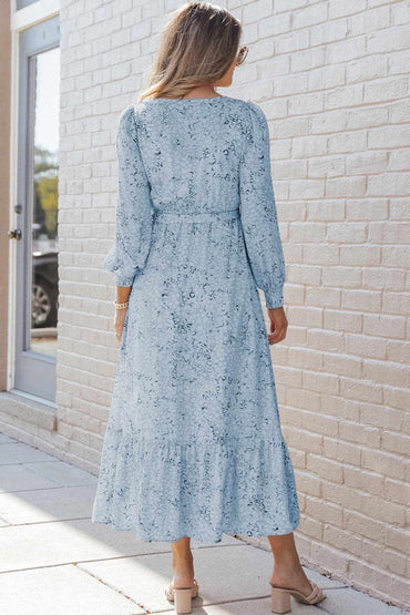 Floral Tie-Front Ruffle Dress 