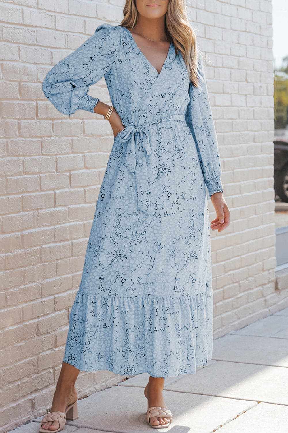 Floral Tie-Front Ruffle Dress - Love Salve 