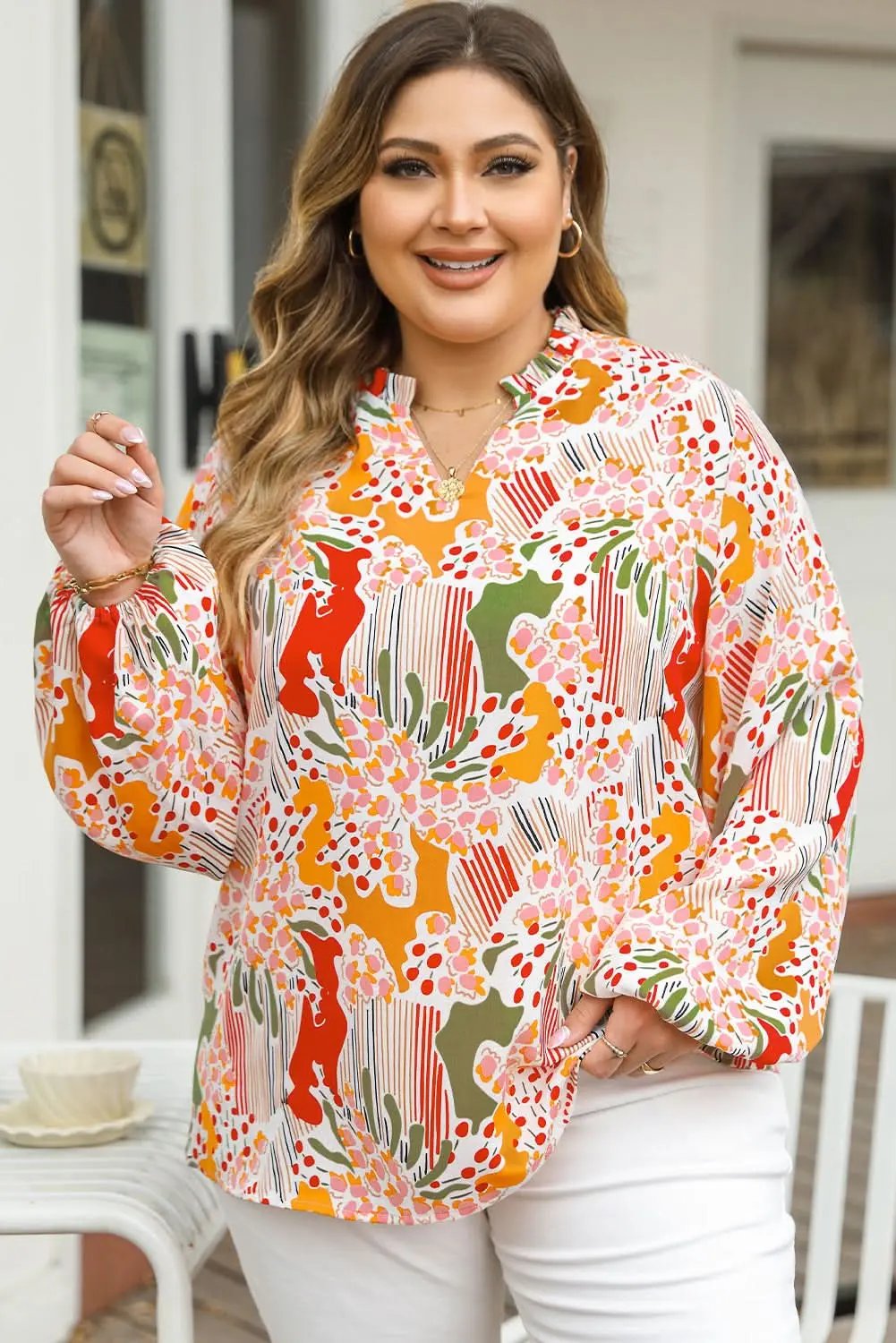 Floral abstract plus size blouse - Love Salve 
