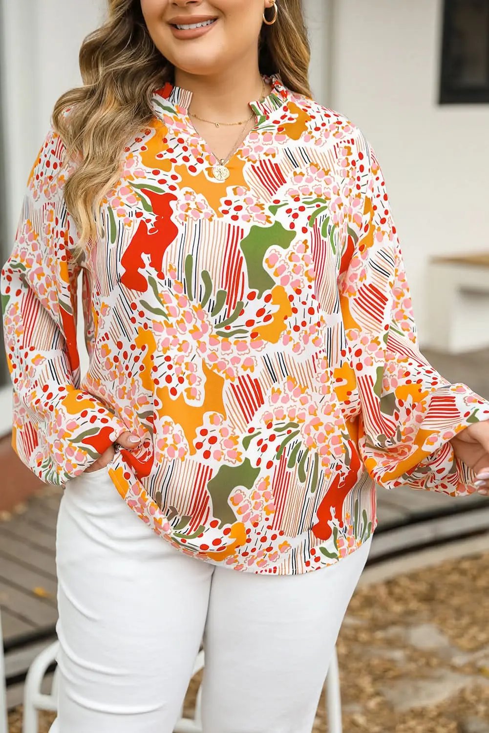 Floral abstract plus size blouse - Love Salve 