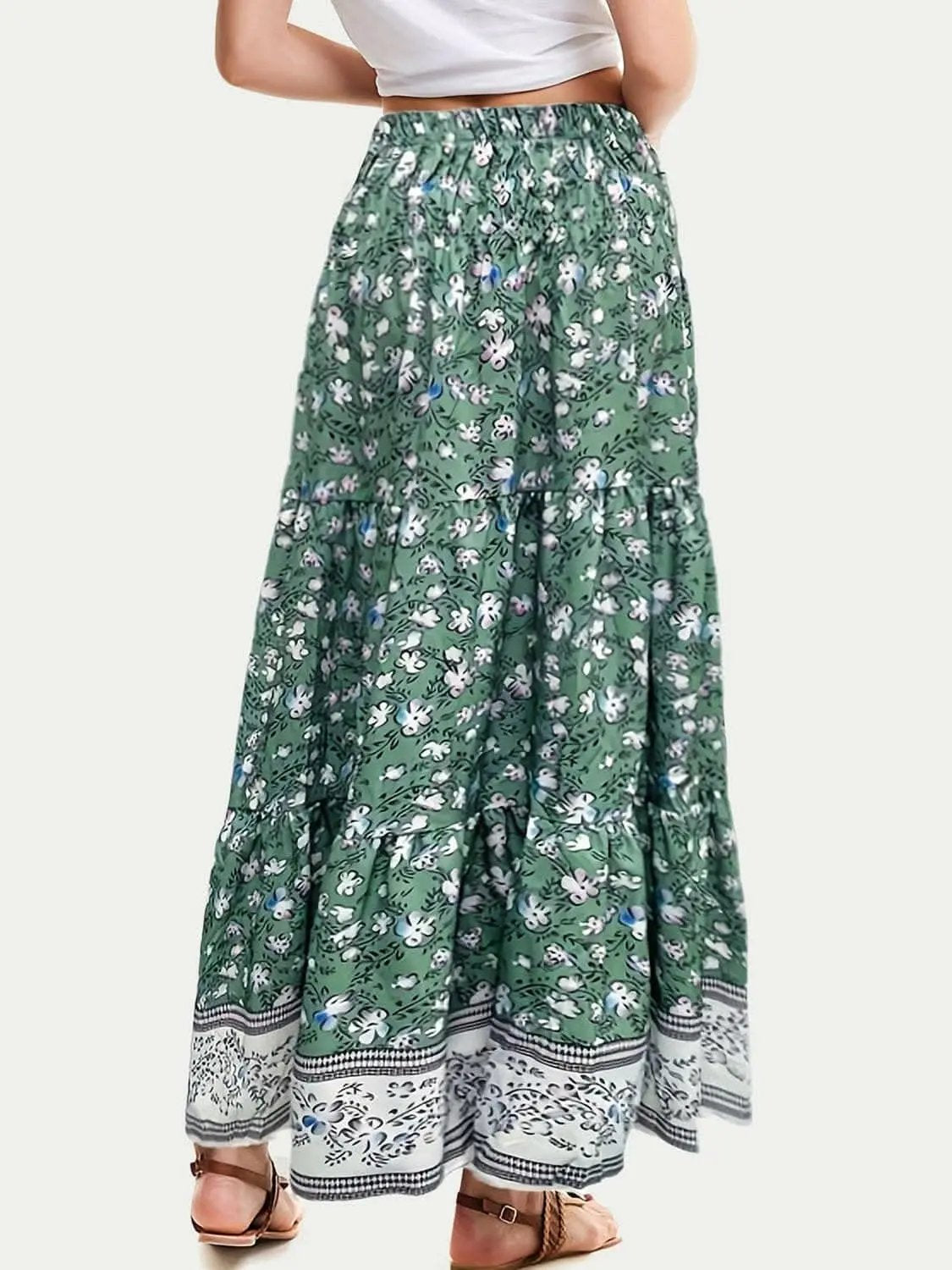 Floral midi skirt with elastic waist - Love Salve 