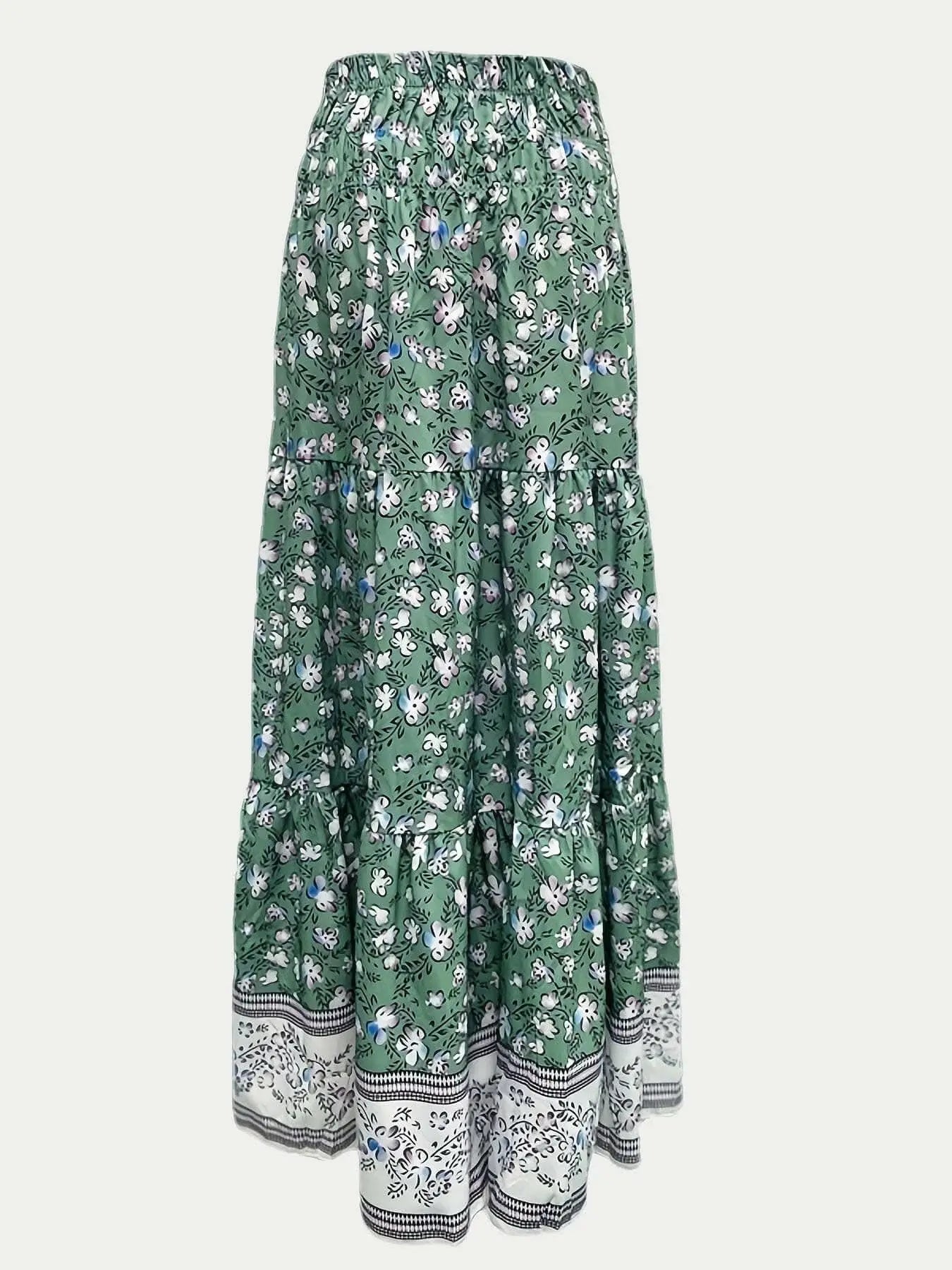 Floral midi skirt with elastic waist - Love Salve 