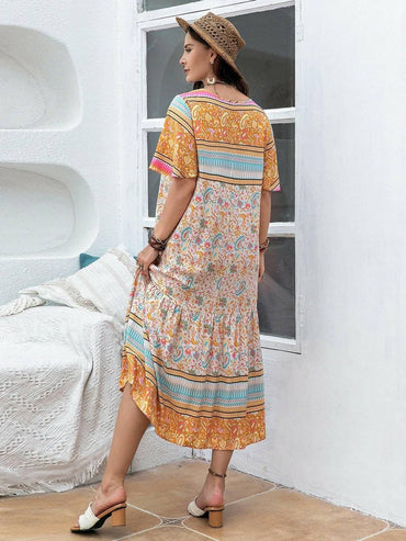 Floral plus size maxi dress - Love Salve 