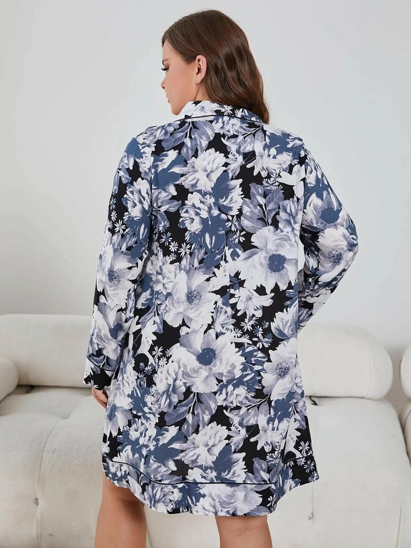 Floral print plus size nightgown - Love Salve 