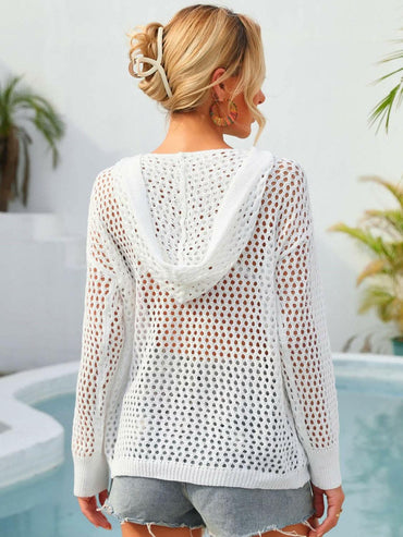 Floral sheer hooded cover-up 
