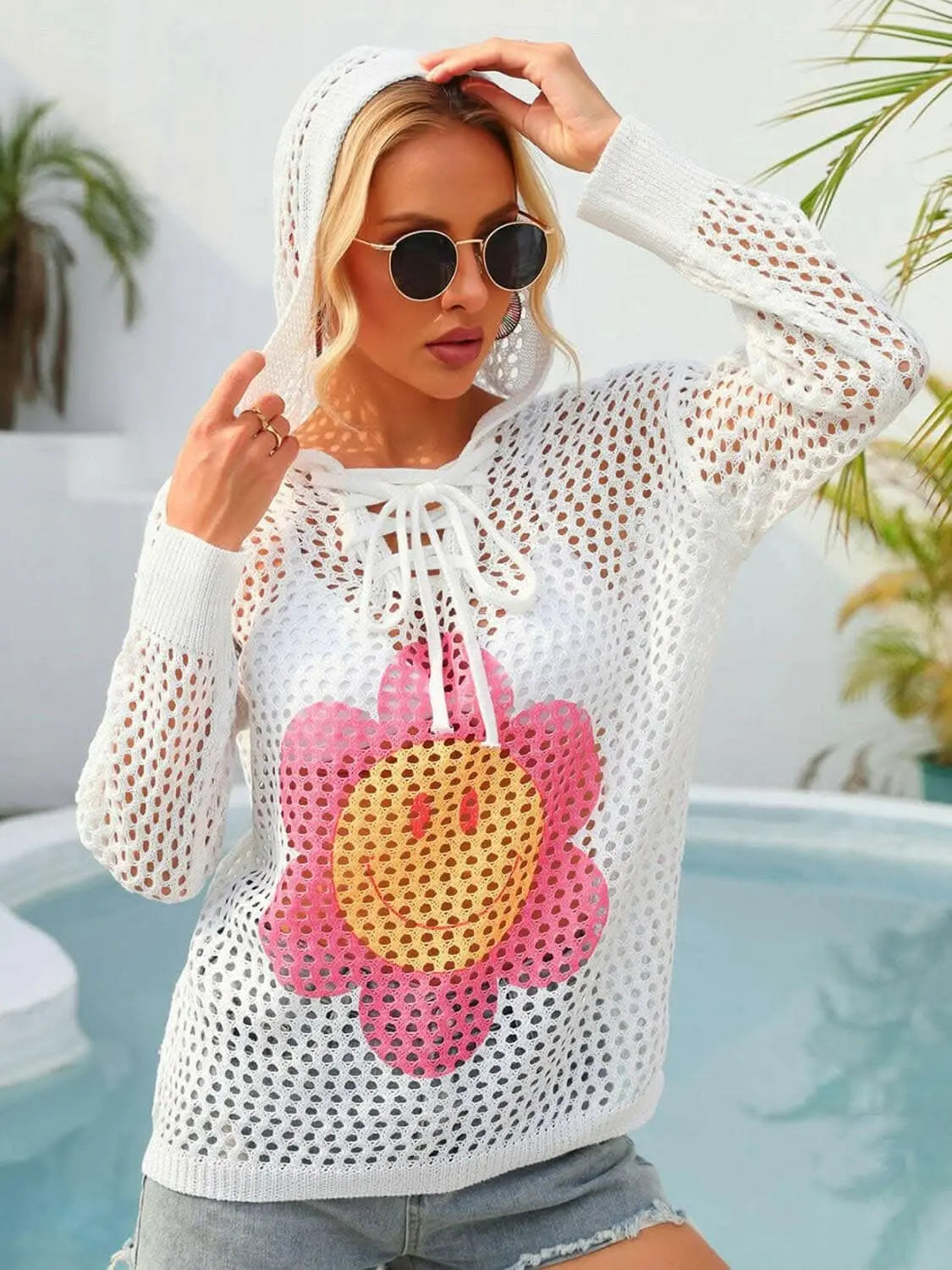 Floral sheer hooded cover-up - Love Salve 