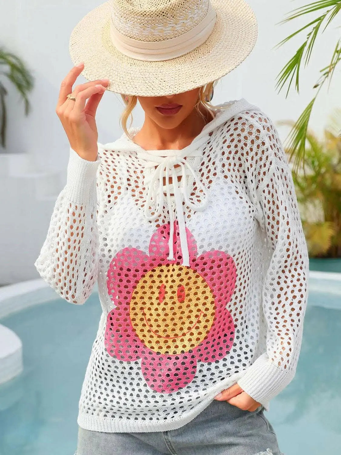 Floral sheer hooded cover-up - Love Salve 