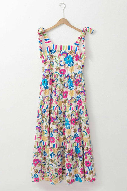 Floral tied maxi dress - sleeveless 