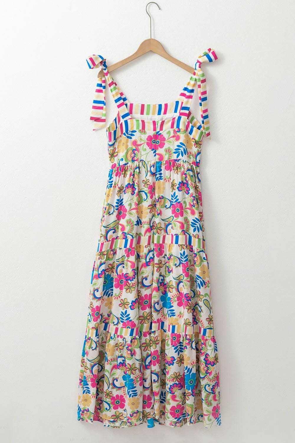 Floral tied maxi dress - sleeveless 