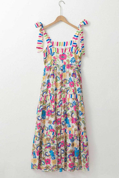 Floral tied maxi dress - sleeveless 