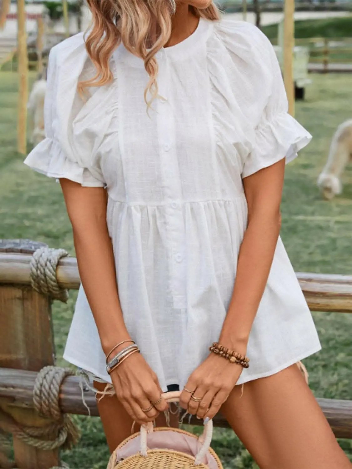 Flouncy sheer peplum blouse - Love Salve 