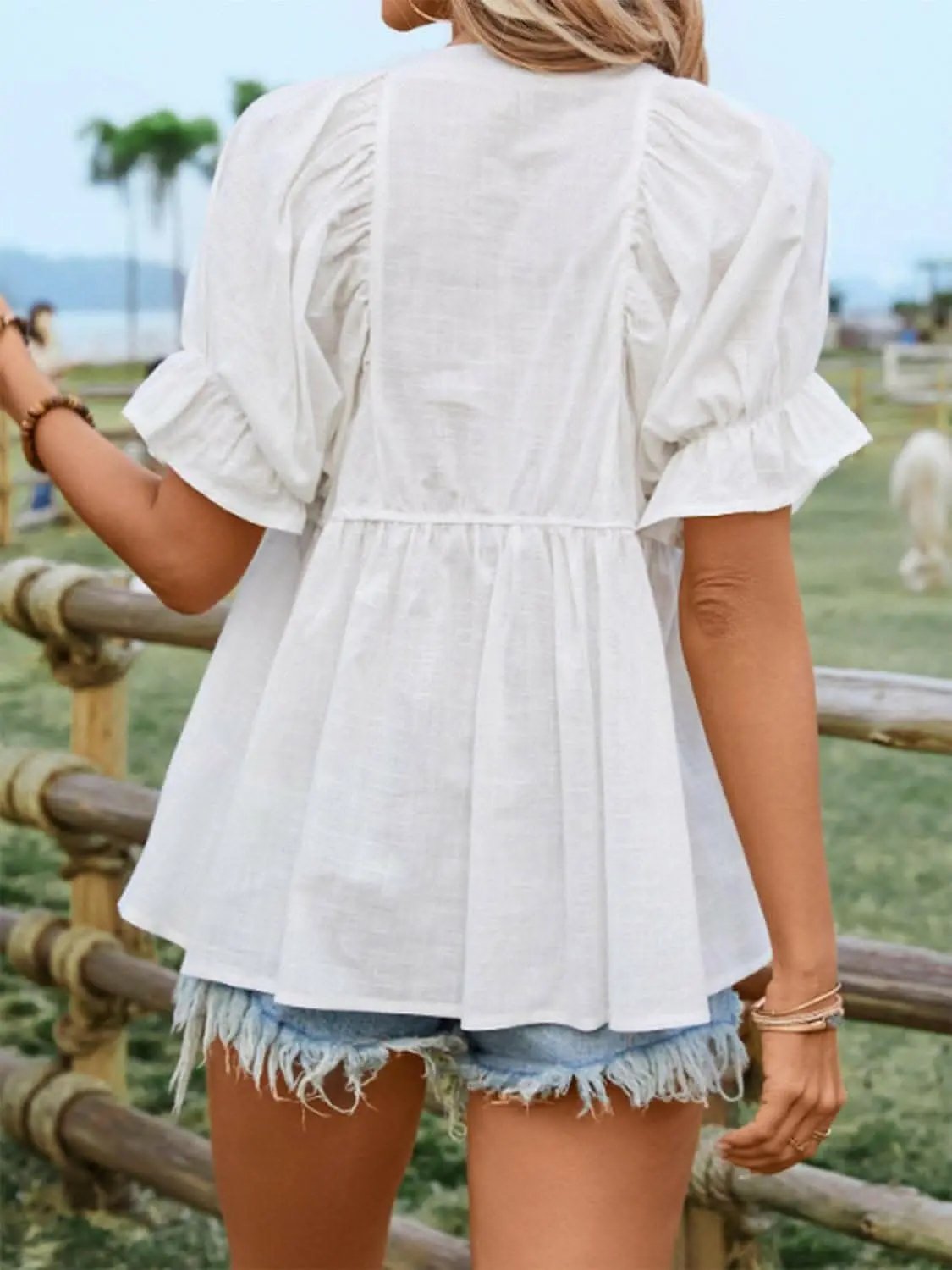 Flouncy sheer peplum blouse - Love Salve 