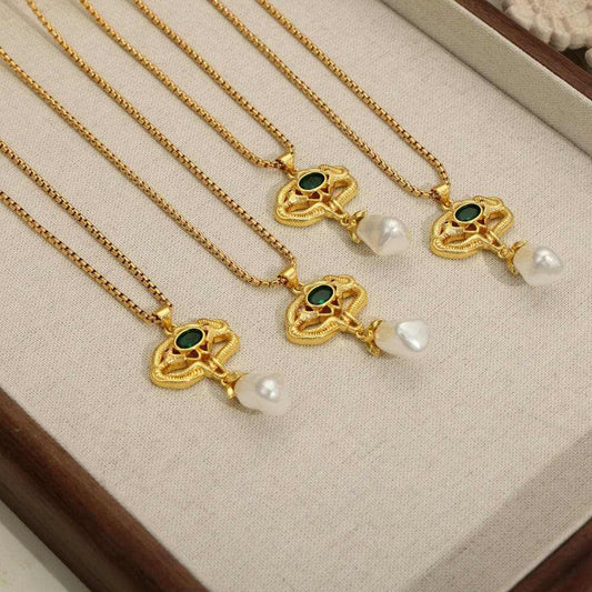 Freshwater pearl geometric necklace - Love Salve 